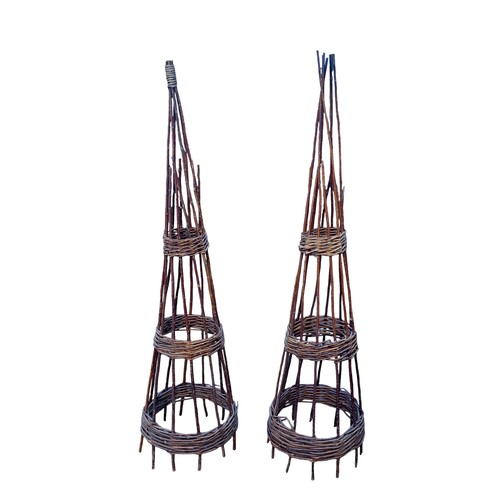 432 - PAIR OF WICKER PLANT CLIMBING FRAMES