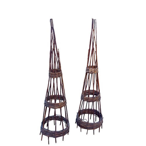 432 - PAIR OF WICKER PLANT CLIMBING FRAMES