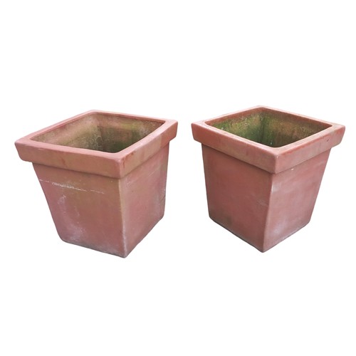 436 - PAIR OF SQUARE TERRACOTTA PLANTERS