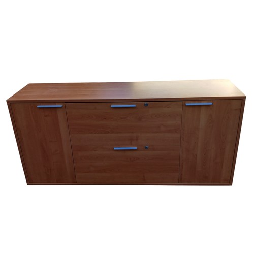 453 - A BEECH 2 DOOR 2 DRAWER OFFICE FILING SIDEBOARD