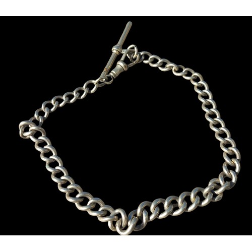 489 - FANCY LINK BRACELET AND CURB LINK CHAIN WITH T-BAR