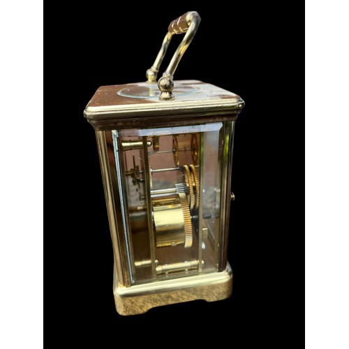 491 - A 5 GLASS 19CT BRASS CARRIAGE CLOCK