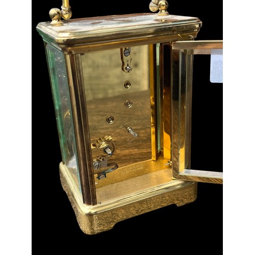 491 - A 5 GLASS 19CT BRASS CARRIAGE CLOCK