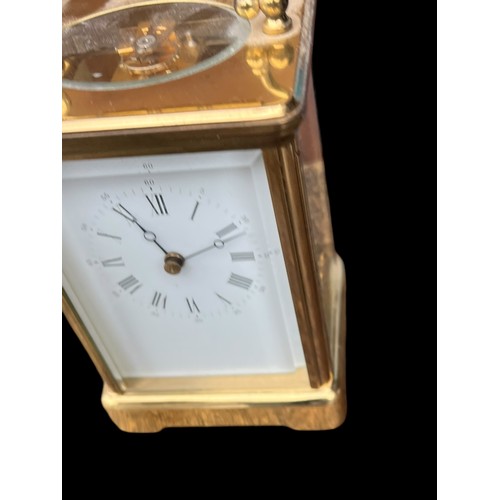 491 - A 5 GLASS 19CT BRASS CARRIAGE CLOCK