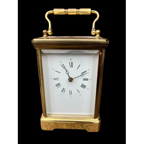 491 - A 5 GLASS 19CT BRASS CARRIAGE CLOCK