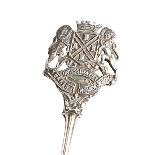 507 - A BIRMINGHAM SILVER SPOON WITH CRESTED TOP