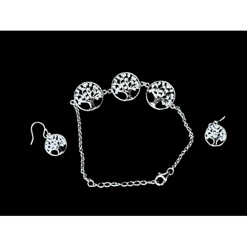 516 - SILVER TREE OF LIFE NECKLACE AND BRACELET SET