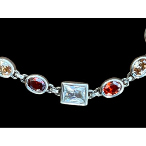 519 - A BEAUTIFUL SILVER BRACELET SET WITH MULTI GEM STONES