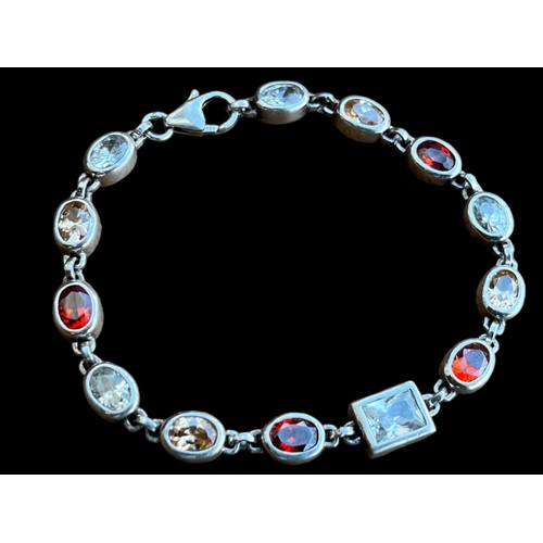 519 - A BEAUTIFUL SILVER BRACELET SET WITH MULTI GEM STONES