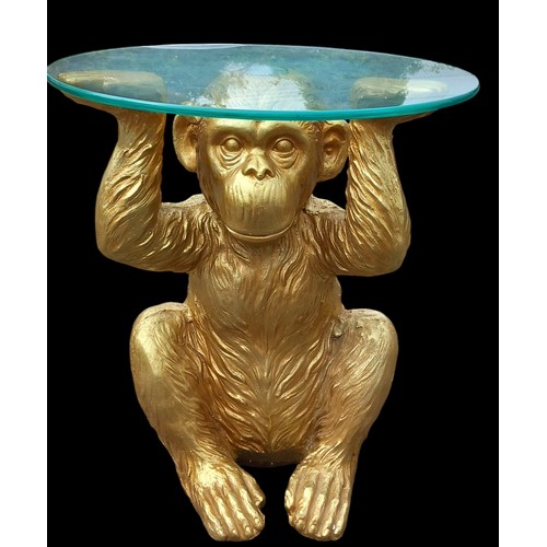 427 - A NEW GOLDEN MONKEY GLASS TOPPED LAMP TABLE 17.5