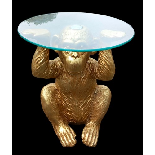 427 - A NEW GOLDEN MONKEY GLASS TOPPED LAMP TABLE 17.5