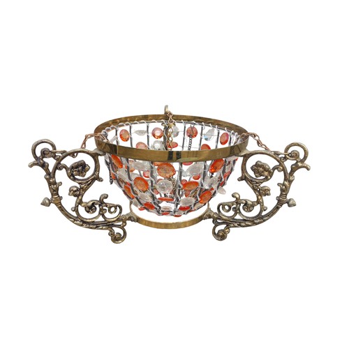 464 - AN ORNATE BRASS LIGHT FITTING