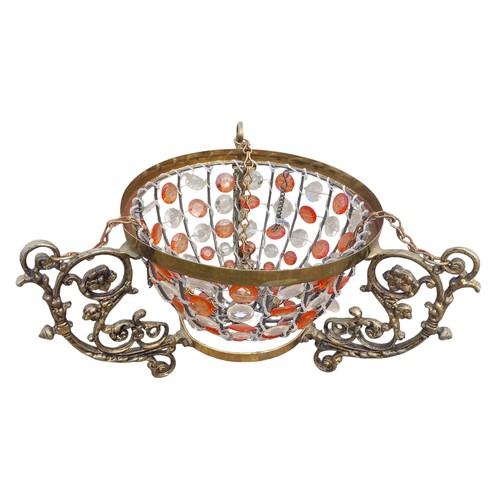 464 - AN ORNATE BRASS LIGHT FITTING