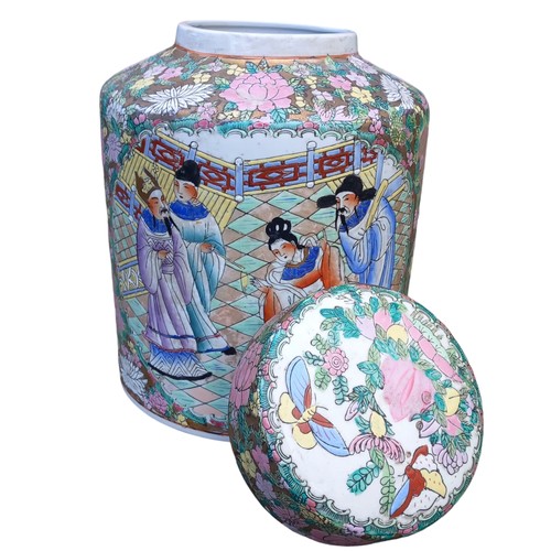 465 - AN ANTIQUE HANDPAINTED ORIENTAL TEMPLE JAR 13