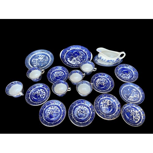 34 - A TABLE LOT OF BLUE WARES MOSTLY BURLEIGHWARE