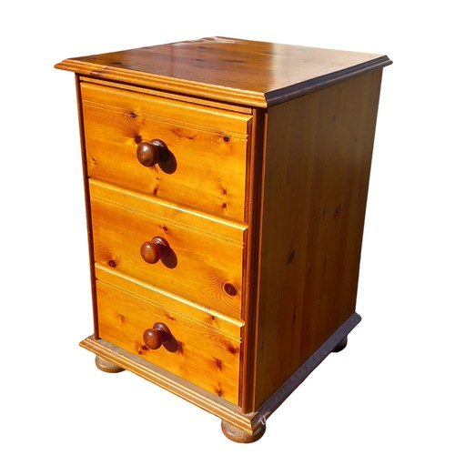 58 - A PINE 3 DRAWER BEDSIDE CHEST