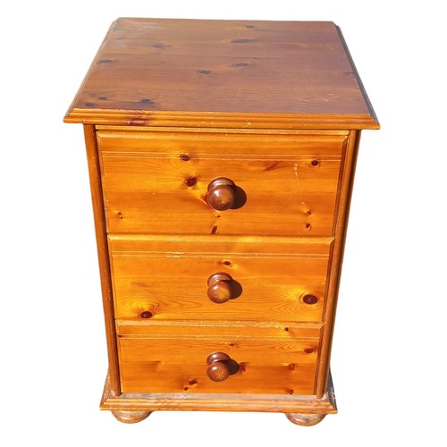 58 - A PINE 3 DRAWER BEDSIDE CHEST