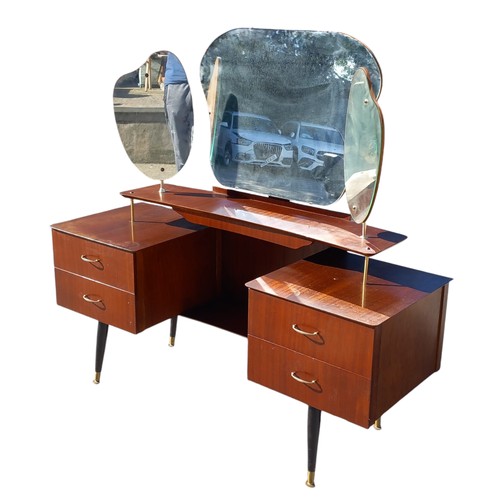 60 - A VINTAGE KNEEL HOLE TRIPLE MIRROR DRESSING TABLE