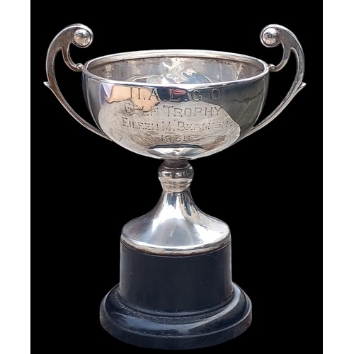 229 - A BIRMINGHAM SILVER TROPHY ON FIXED BASE OVERALL WEIGHT 120grm