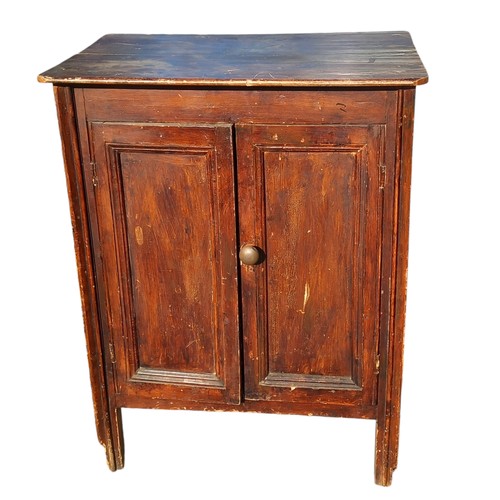 91 - AN ANTIQUE PINE 2 DOOR CUPBOARD