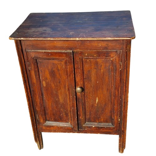 91 - AN ANTIQUE PINE 2 DOOR CUPBOARD