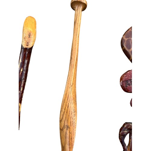 112 - 3 AFRICAN THEMED WALKING STICKS