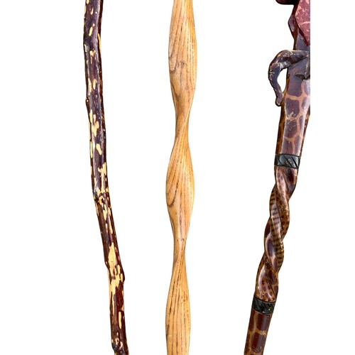 112 - 3 AFRICAN THEMED WALKING STICKS