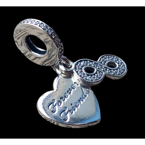 160 - A SILVER PANDORA HEART & FIGURE 8 PENDANT IN ORIGINAL BOX