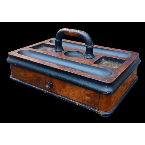 AN ANTIQUE WALNUT DESK TIDY