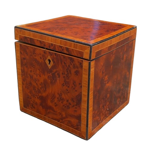 100A - A VICTORIAN BURR WALNUT BOX 4.25 x 4 x 4.5