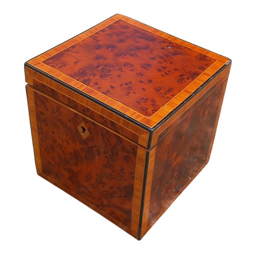 100A - A VICTORIAN BURR WALNUT BOX 4.25 x 4 x 4.5