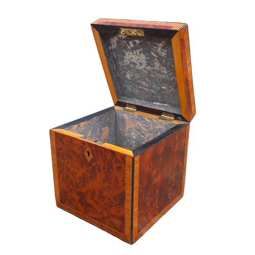 100A - A VICTORIAN BURR WALNUT BOX 4.25 x 4 x 4.5