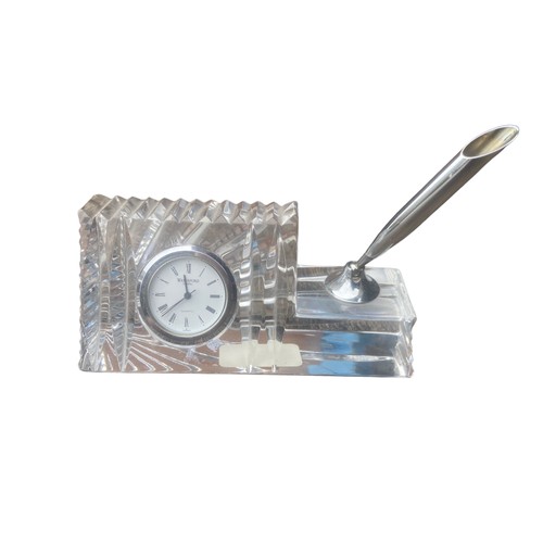 2 - 2 WATERFORD CRYSTAL CLOCK-1 PEN HOLDER