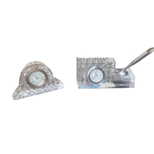 2 - 2 WATERFORD CRYSTAL CLOCK-1 PEN HOLDER