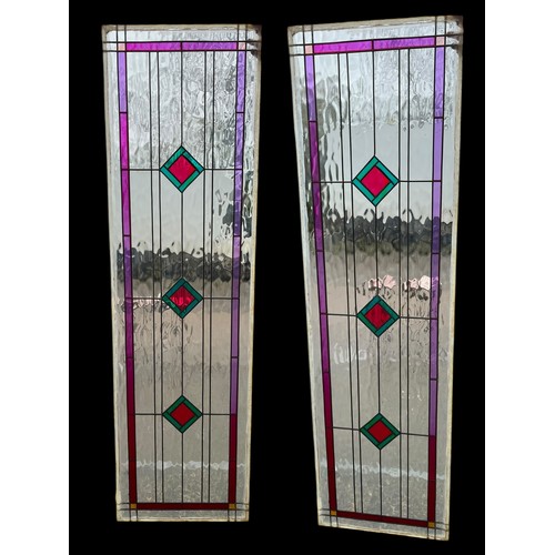 43 - PAIR OF STAIN GLASS WINDOWS 21x75