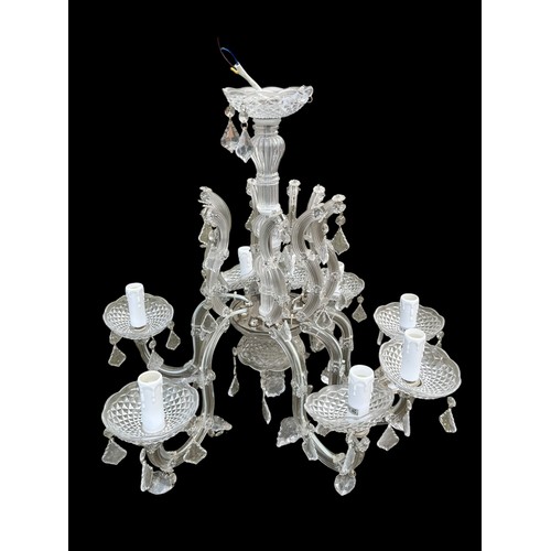 72 - AN IMPRESSIVE 8 BRANCH CRYSTAL CHANDALIER WITH DROP APPROX 22