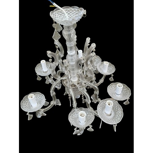 72 - AN IMPRESSIVE 8 BRANCH CRYSTAL CHANDALIER WITH DROP APPROX 22