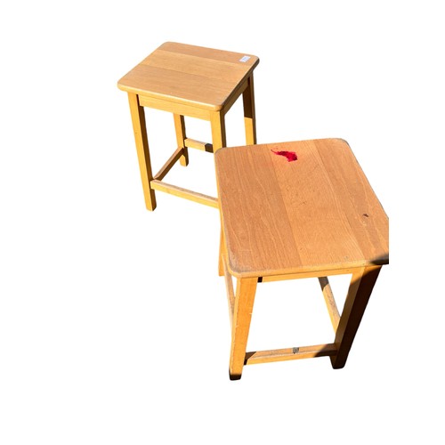 74 - A PAIR OF PINE STOOLS