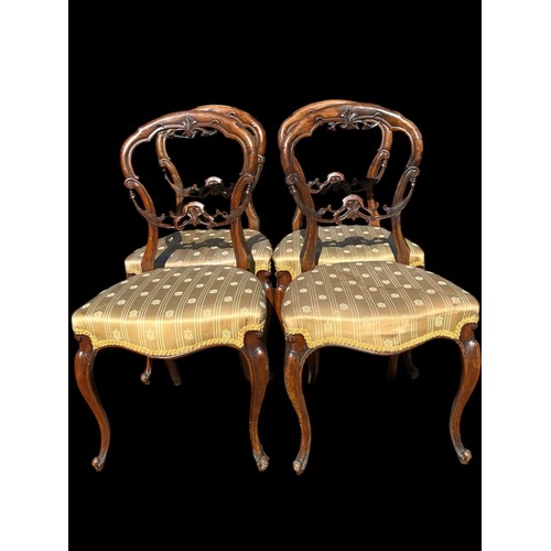 101 - A SET OF 4 VICTORIAN CARVED BACK BALLOON BACK CHAIRS ON CABLES