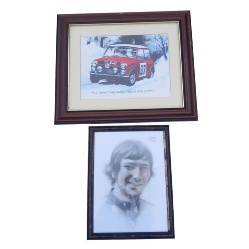 152 - PRINT OF JOEY DUNLOP AND 1964 MONTE RALLY MINIs 1st WIN