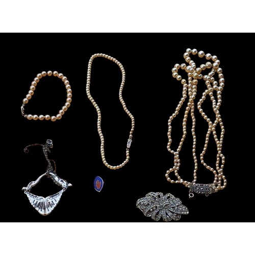 175 - MARCASITE AND PEARL MIXED JEWELLERY