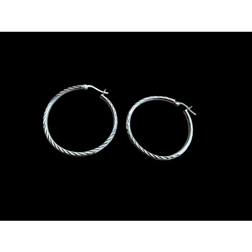 178 - A PAIR OF BRIGHT  CUT SILVER HOOP EARRINGS