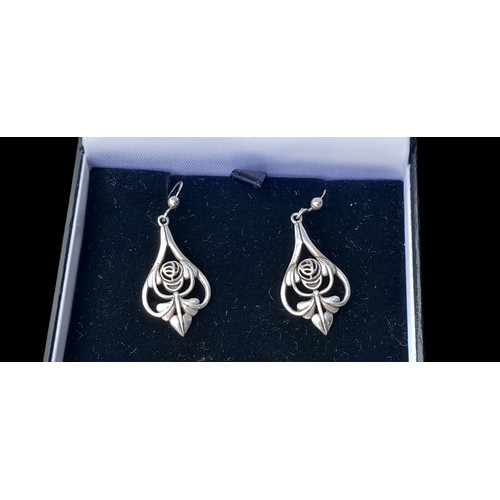 220 - A PAIR OF SILVER MACKINTOSH EARRINGS IN ORIGINAL BOX