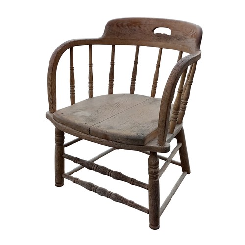 253 - SHAPED COUNTRY STYLE ARMCHAIR