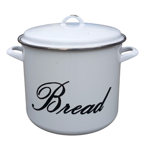 254 - ENAMEL BRAED BIN AND LID