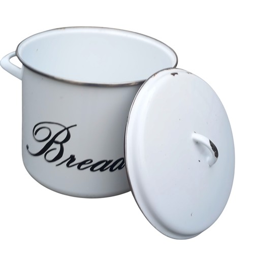 254 - ENAMEL BRAED BIN AND LID