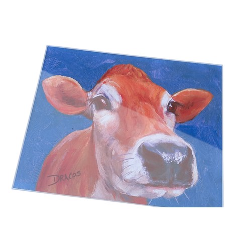 280 - A HAPPY COW PRINT BY DRACOS 14.5X12.5