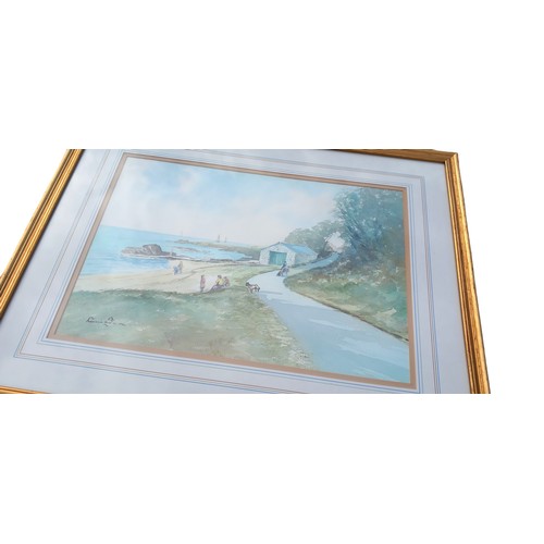 281 - A WATERCOLOUR THE NORTH DOWN COASTAL PATH BY WILLIAM CUNNINGHAM MEASURES 21.5 x 27.5