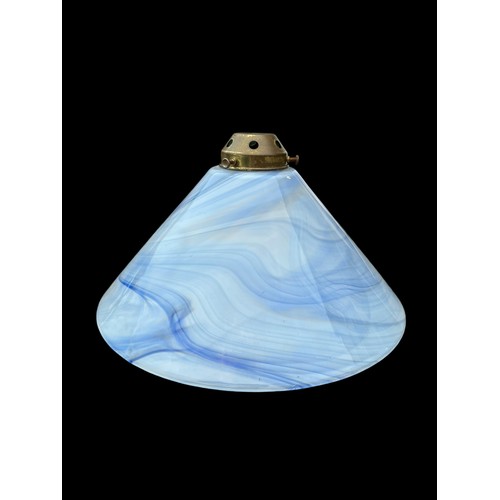 291 - A BEAUTIFUL VINATGE SWIRLED BLUE GLASS CEILING SHADE 12