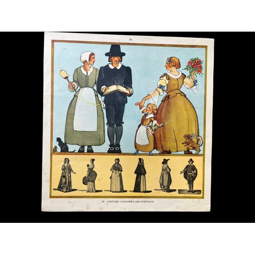 526 - A 1920/30s LITHOGRAPHIC SCHOOL POSTER CAVALIERS AND PURITANS